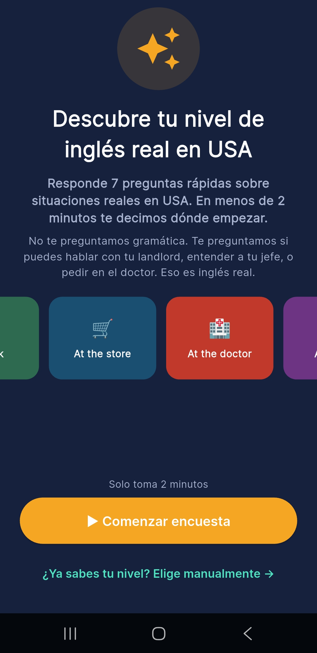 Encuesta de nivel de inglés de FluentStreet